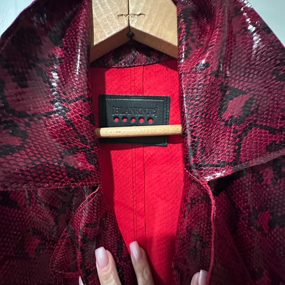 Blank NYC Red Snake Print Trench Coat - Picture 3 of 5